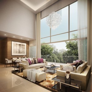 "The Glades" with high ceiling units next to Tanah Merah MRT