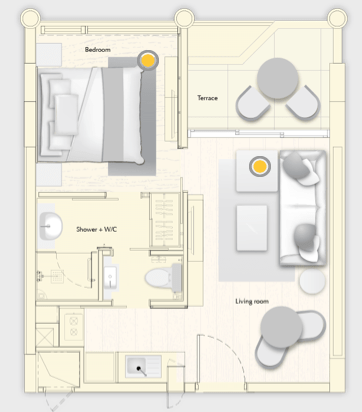 1 Bedroom Floor plans of Cassia Residences Bintan