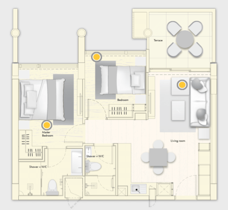 2 Bedrooms Floor plan of Cassia Residences Bintan