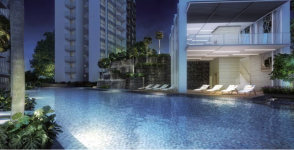 Bartley Residences pool view in the evening