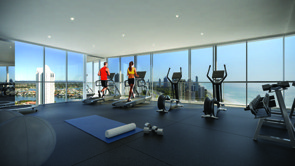 Rhapsody fully equipped gym with stunning views.